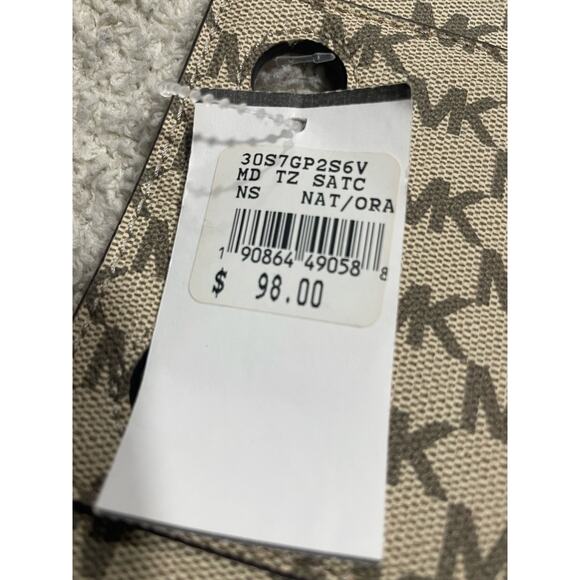 Michael Kors Selma Swap Medium Solid Top Zip Satchel Cover Orange Tan Logo Purse - Picture 12 of 12